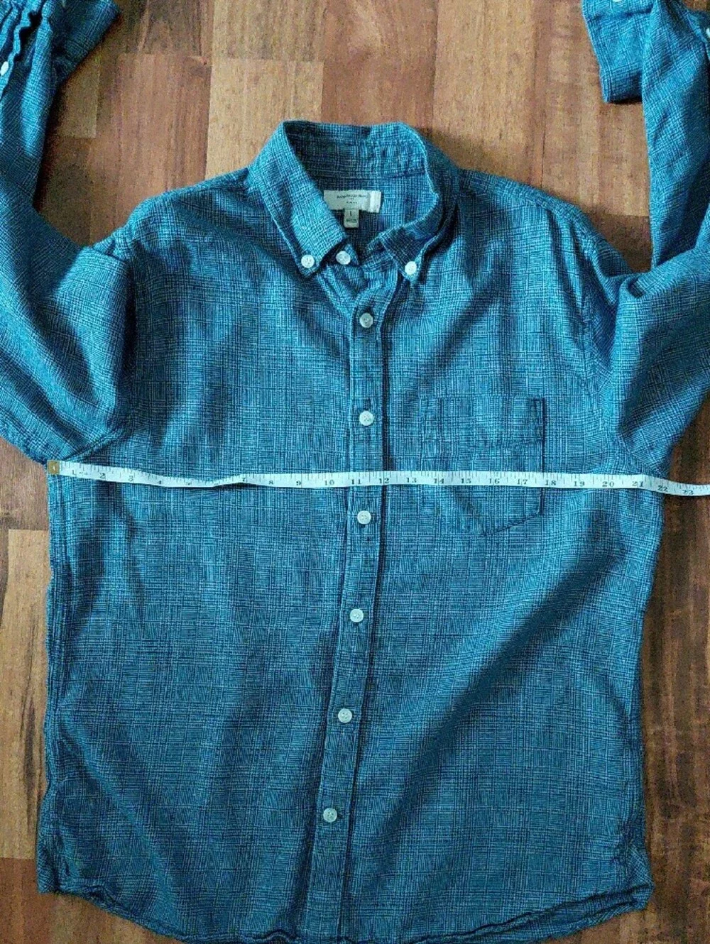 Banana Republic Blue Slim Fit Grindle Plaid Long Sleeve Button Down Shirt Cotton